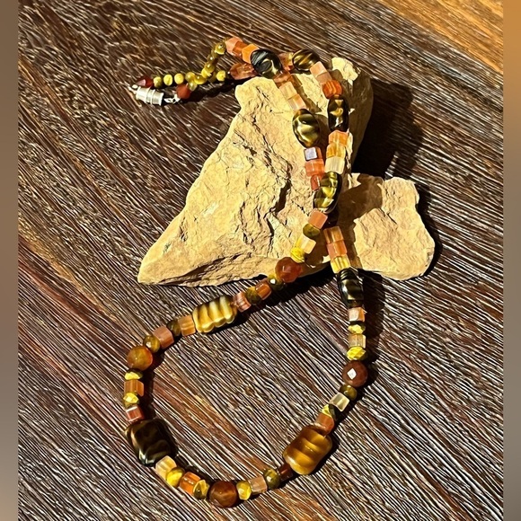 Tiger Eye, Red / Brown and Carnelian Artisan Handmade Necklace - Picture 1 of 6